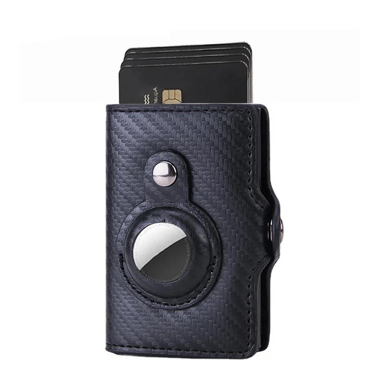 Carbon Fiber Rfid Card Holder Men Women Airtag Wallet Money Bag Leather Purse Thin Wallets For Apple AirTags Tracker Air Tag
