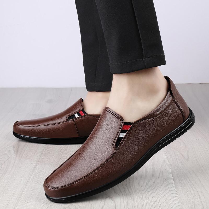 Black Shoes Men  Soft  Man Shoes High Quality Casual Genuine Leather Boat Shoes Men Flats  Driving Shoes