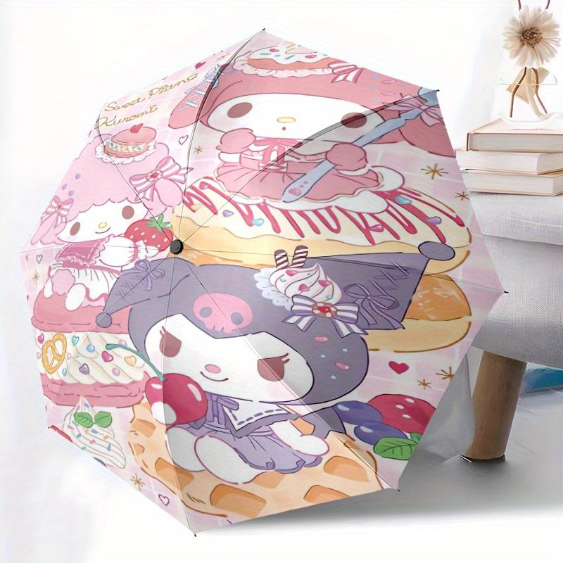 Donut Sanrio Automatic Opening and Closing Cartoon Umbrella - Small Umbrella Suitable for Various Occasions, Portable 3-Fold Small Umbrella for Men an
