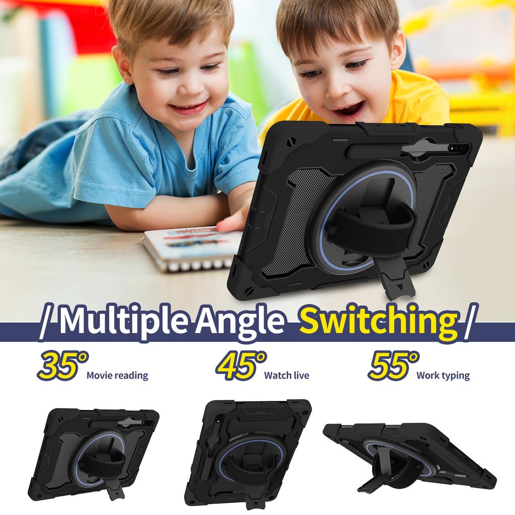 Heavy Duty Case Universal for Samsung Galaxy Tab S8 S7 Plus FE 12.4 SM-X800 X806 SM-T730 T735 T736 T970 T975 T976 Rotating Cover