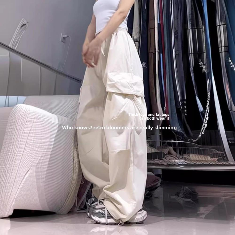 American Retro Hot Girl Cargo Pants, Women Loose Hip Hop Streetwear Trousers, Trendy Wide Leg Casual Dance Long Pants