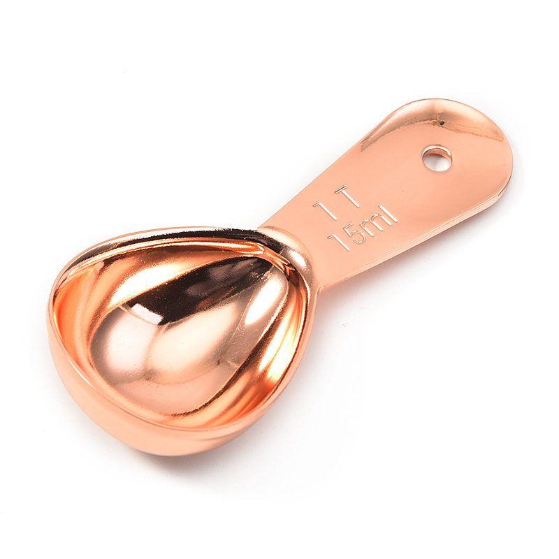 Rose Gold Coffee Spoon 304 Stainless Steel Spoon with Scale Measuring Spoon Milk Powder Spoon Seasoning Spoon Measuring Spoon 15ml Measuring Spoon