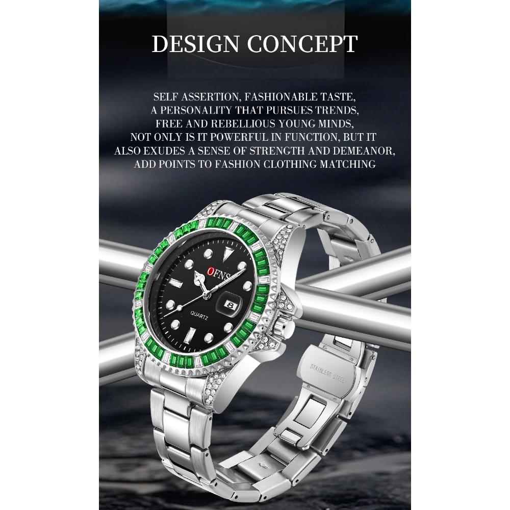 Fashion Luxury Mens Quartz Watch Calendar Display Luminous Pointer Stainless Steel Waterproof High Quality Mens Watch