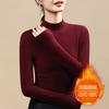 Double-sided German velvet bottoming shirt for women's winter velvet and thickened new large-size medium-neck autumn and winter thermal underwear
