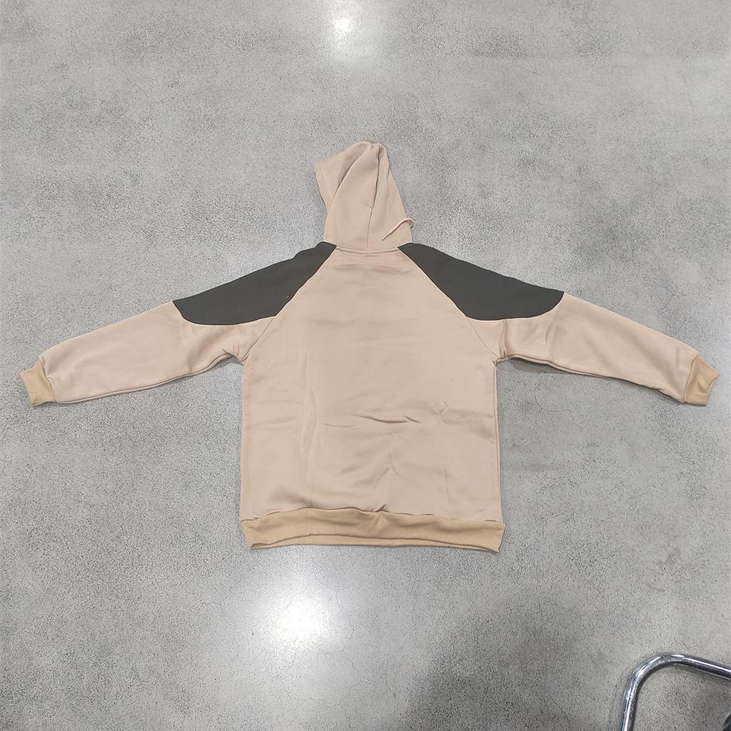 Men's Color Block Raglan Hoodie, Contrast Spliced Textured Long Sleeve Drawstring Pullover Hooded Sweatshirt with Kangaroo Pocket