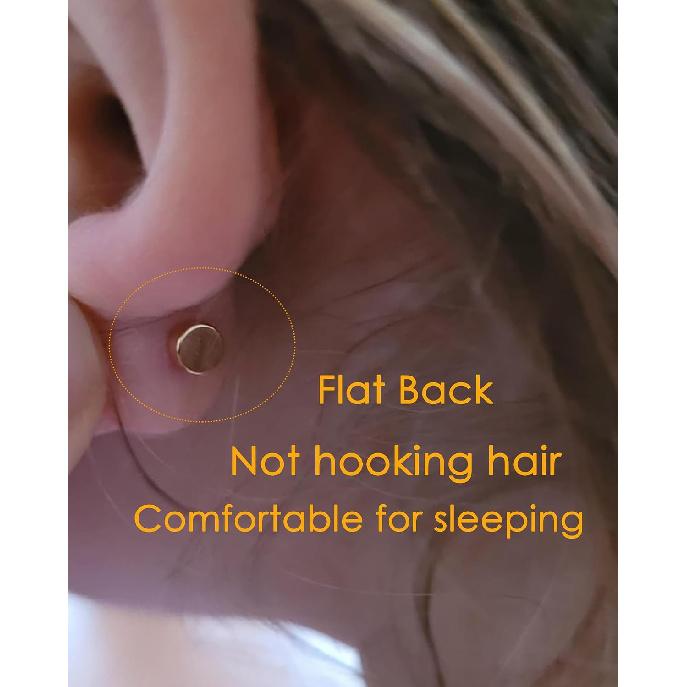 Silver Gold Cartilage Earring for Women Hypoallergenic Flat Back Earrings Threadless Helix Earring Tragus Studs 6mm Cartilage Jewelry Flatback