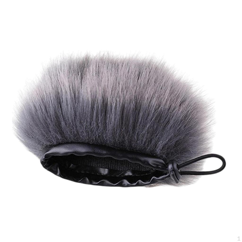 Microphone Windshield Wind Sleeve Shield Cover with Drawstring 5.5cm Furry Windscreen