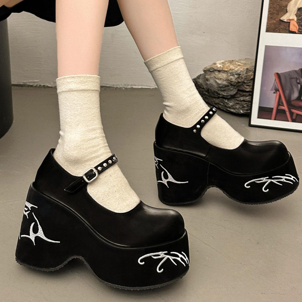 Chunky Platform Wedge Pumps For Women  New Spring Summer Goth Punk Lolita Mary Janes Women Shoes Party Comfy Ladie Loafers