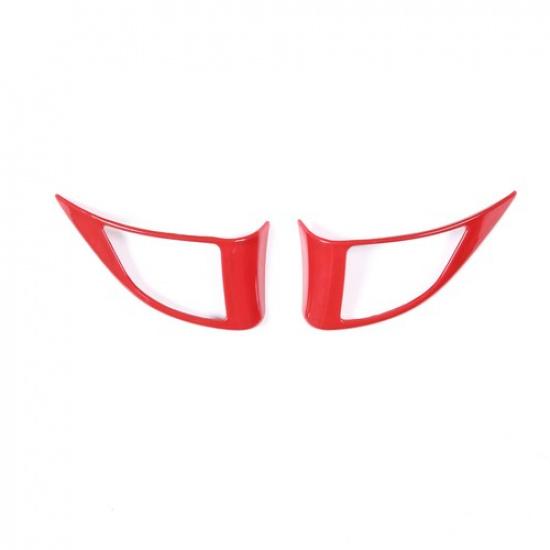 2PCS ABS Red Steering Wheel Button Trim Cover For Fiat 500 Abarth 595 2010-2015