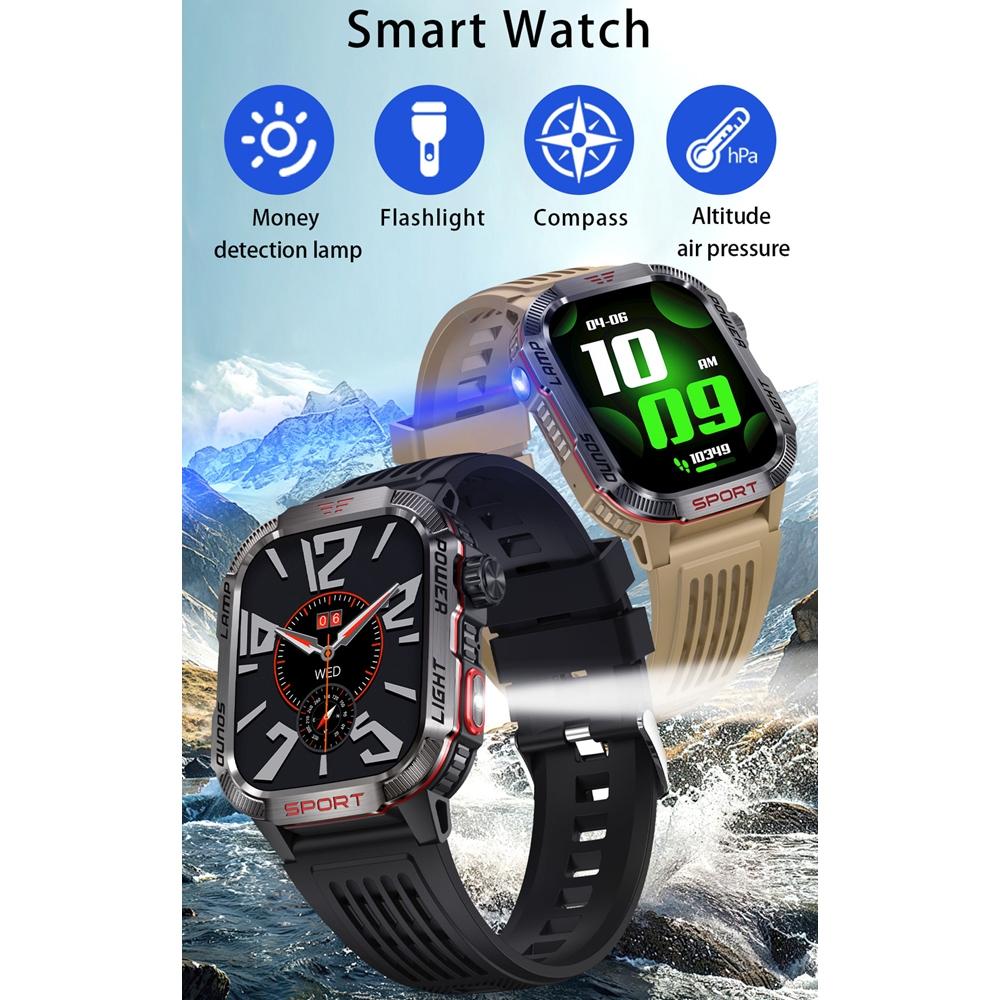 Outdoor Military Men's Bluetooth Call Smartwatch Compass GPS with Flashlight 600mAh 100+ Sports Mode Smart Watch For Xiaomi