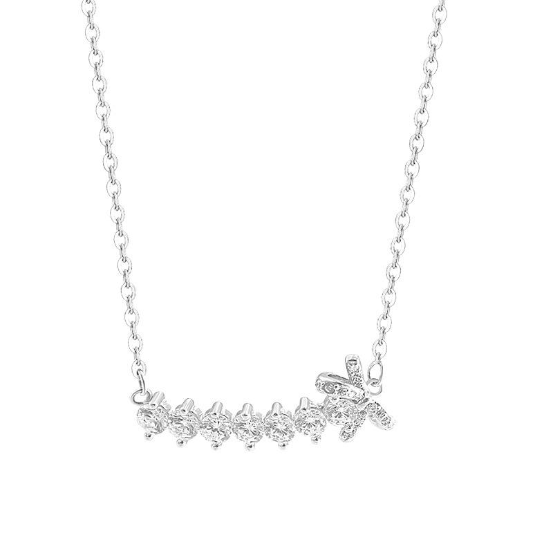 

Изысканное бриллиантовое ожерелье-бантик с улыбкой для женщин с высококачественным милым воротником-цепочкой, украшением на шею