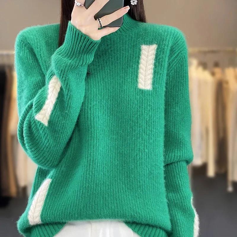 Sweater for Women Autumn Winter Thickened Warm Knitted Stretchy Long Sleeve Tops