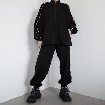 Frühling und Herbst Retro BF Stehkragen Cardigan Jacke Korean Edition Trendy Jacke Lockeres und vielseitiges Sport- und Freizeitset
