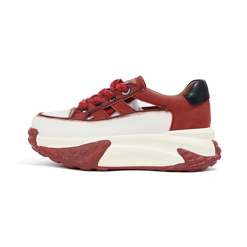 

Женские модные дышащие кроссовки с ажурной подошвой, летняя повседневная спортивная обувь, увеличивающая рост 40 бордовый