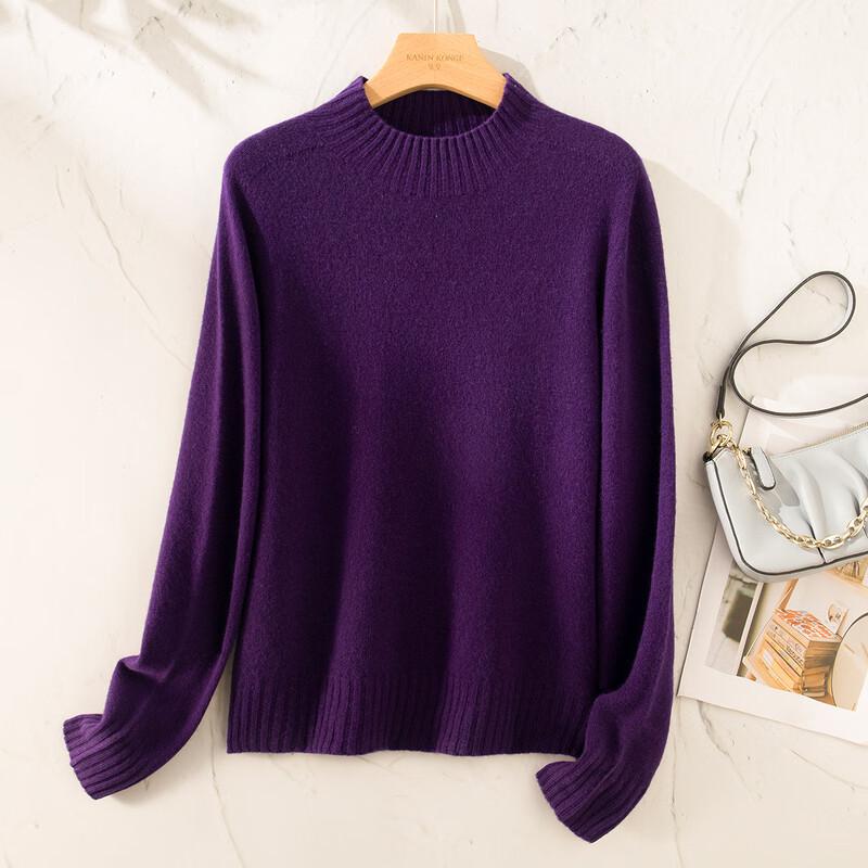 TUHUANG Women's Cashmere Wool Blend Half-High Neck Sweater
