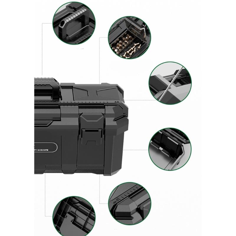 Reinforced Container Essential Tool Box with Secure Compartments Reinforced Mechanic Tool Chest Lockable Case for Repair