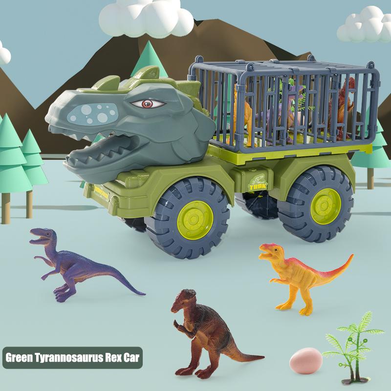 Tyrannosaurus Rex Carrier Car ,Triceratops Transport Vehicle, Truck Toys, Fantastic Playset for Kids