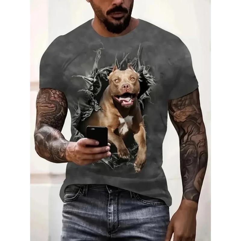3D Dog Printed T-shirts Summer Street Daily Casual Crew Neck Short Sleeve Tops Harajuku Funny Pattern Men's T-shirts