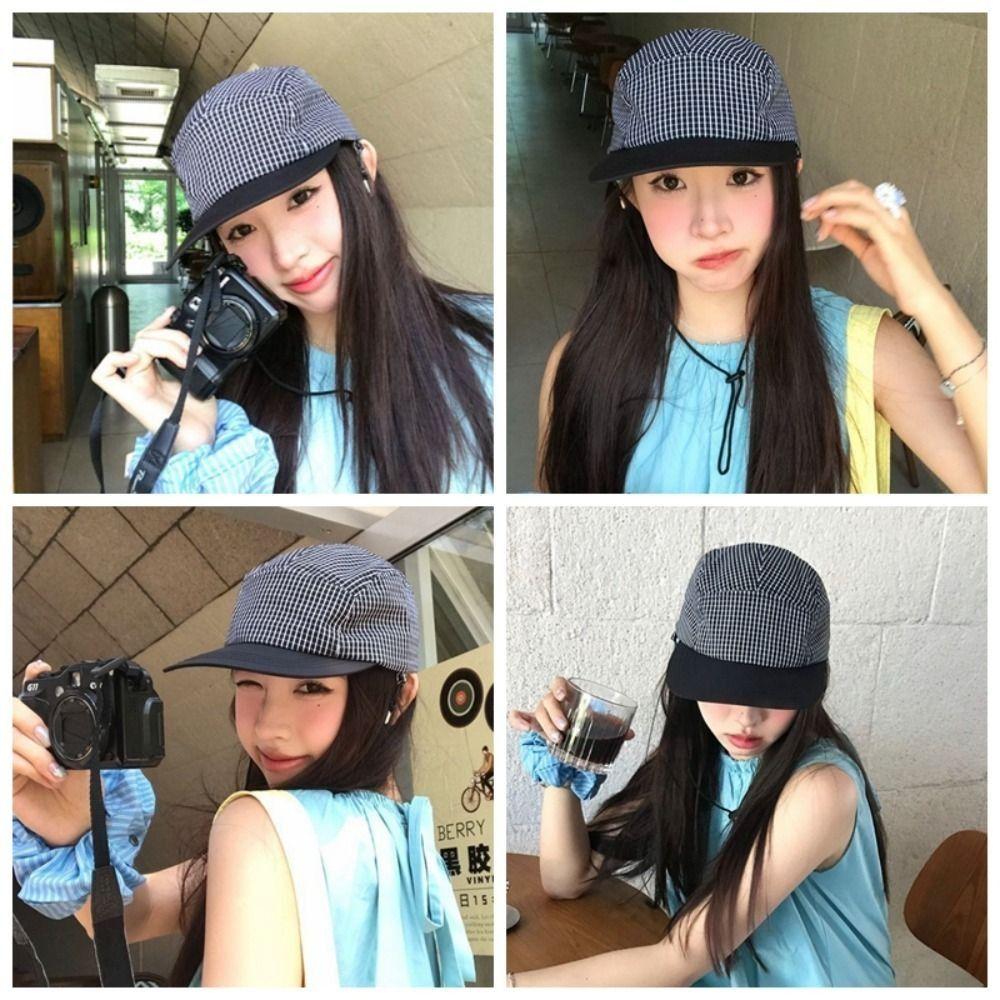 

Quick-drying Baseball Caps Summer Visor Caps New Plaid Hats for Men Women чёрный