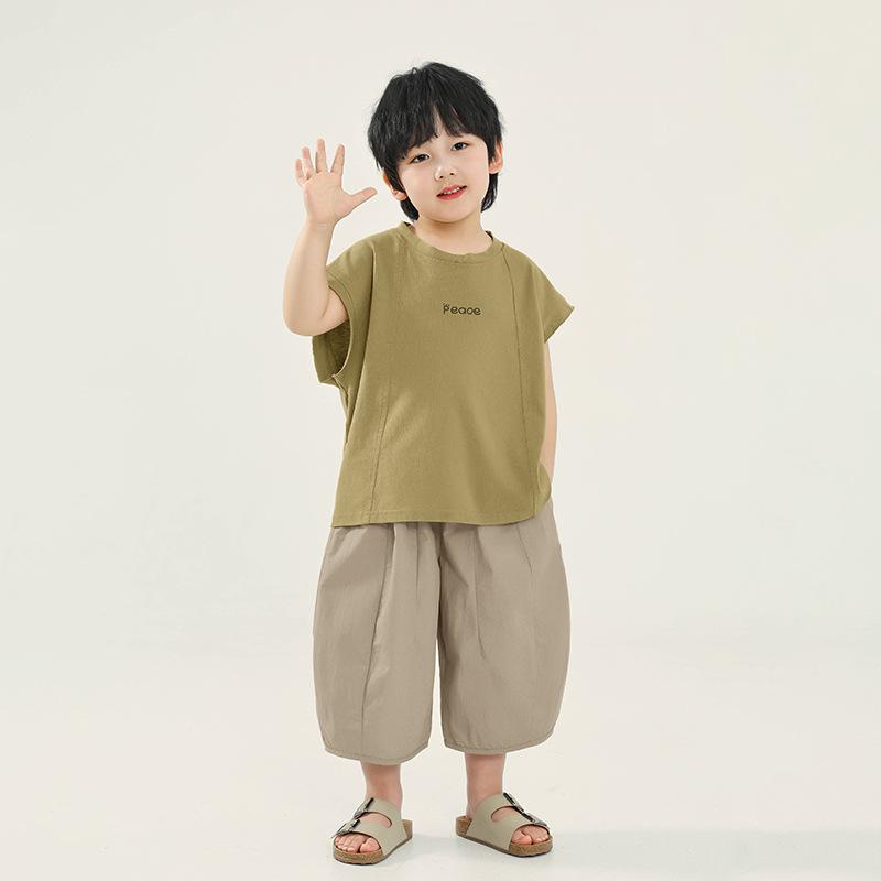 Boys Kids Korean Style Cotton Short Sleeve T Shirt Summer Casual Children Tops 90cm