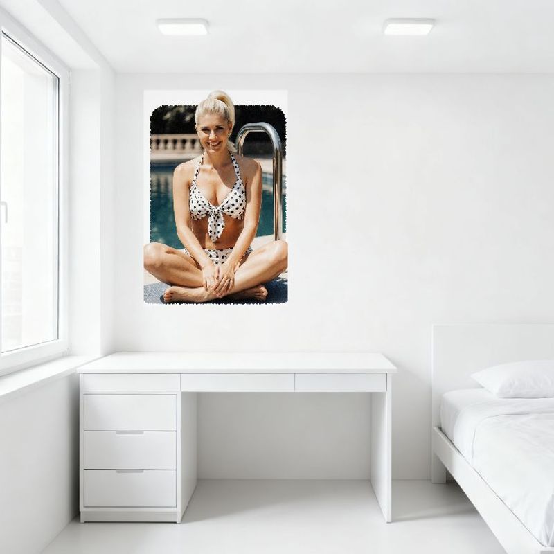 Sexy Blonde Woman In Polka Dot Bikini High Ponytail Poolside Tin Sign - Vintage Metal Wall Decor for Outdoor Pool Bar Pub Home 8