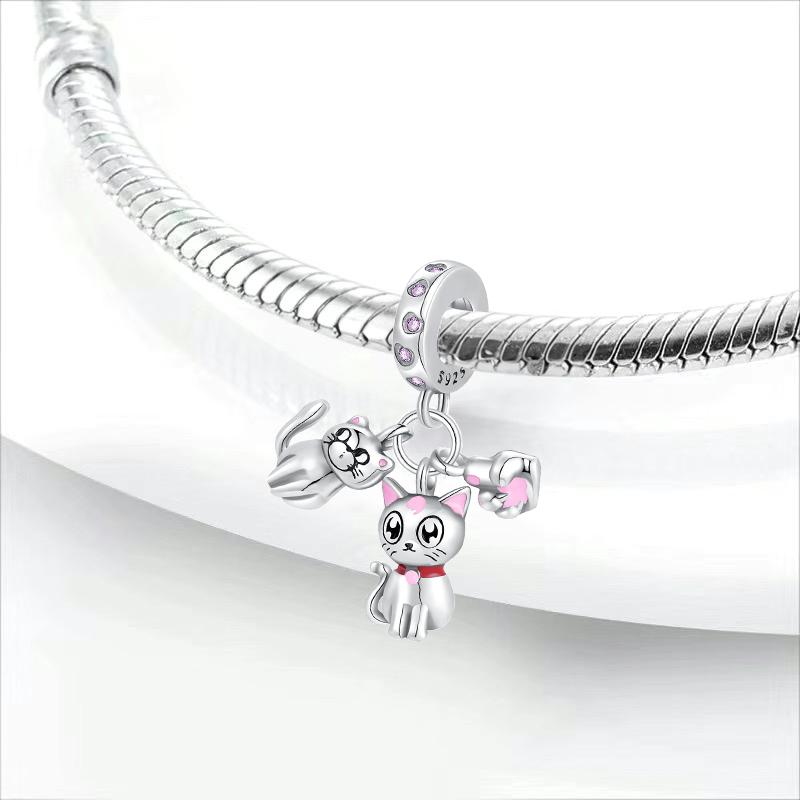 Brand New Copper Metal Cat Rainbow Horse Charm Bead Component Of Ley Chain Bead Component Compatible With Authentic Original Bracelet High Quality