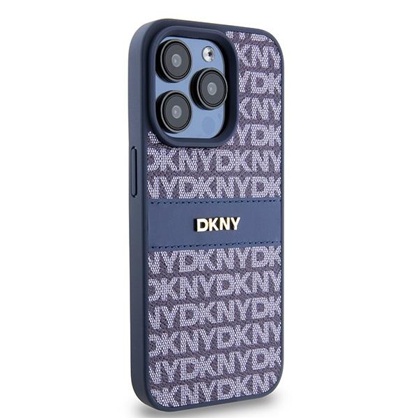 Dkny Dkhcp15Lprthslb Iphone 15 Pro6.1 Niebieski/Blue Hardcase Leather Mono Stripe & Metal Logo