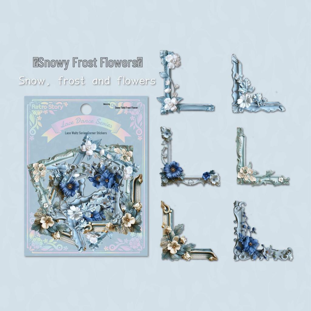 Retro Courtyard Rose Corner Stickers: Flower Journal DIY Decor Set