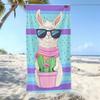 Cool Cartoon Alpaca Llama with Sunglasses Beach Towel Quick Dry Soft Absorbent Towel for Children Swimming Pool Travel