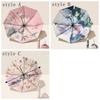 Foldable Reverse Sun Umbrella Floral Print Travel Rain Umbrella Dual-purpose Sunshade  Outdoor Use