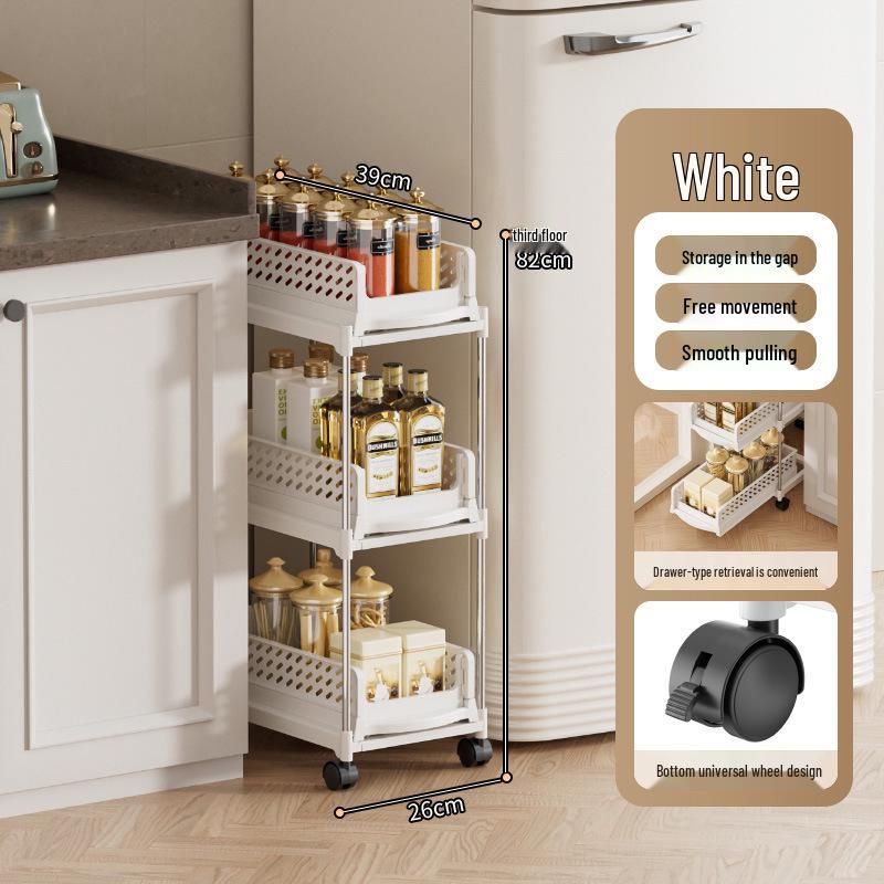 Foldable Multi-Layer Mobile Storage Cart with Wheels for Kitchen, Bedroom, or Bathroom