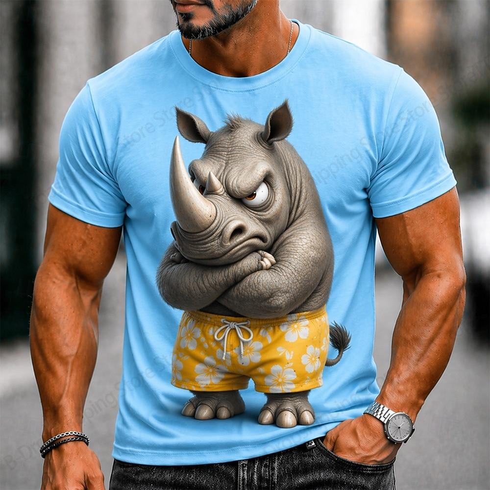 Creative Cartoon Fun Animal Dog Chick Cow 3D Printed T-shirt Men's Fashion Short Sleeved Top Summer Casual O-neck Clothing