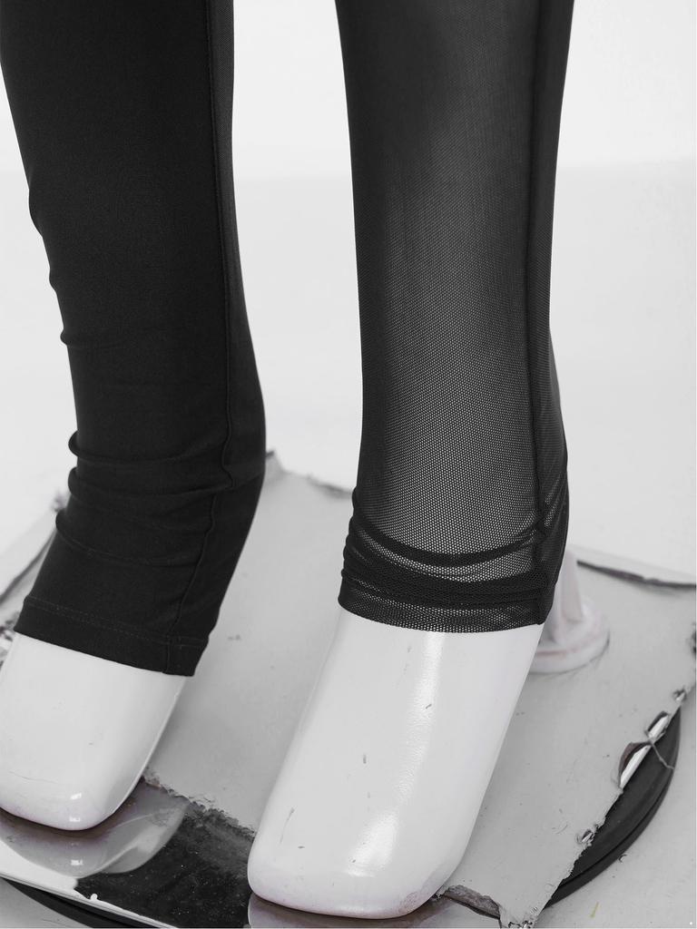 Jenter Danseopptreden Jumpsuit Helkropps Leotard Langermet Mock Neck Mesh Patchwork Nøkkelhullrygg Bodysuit