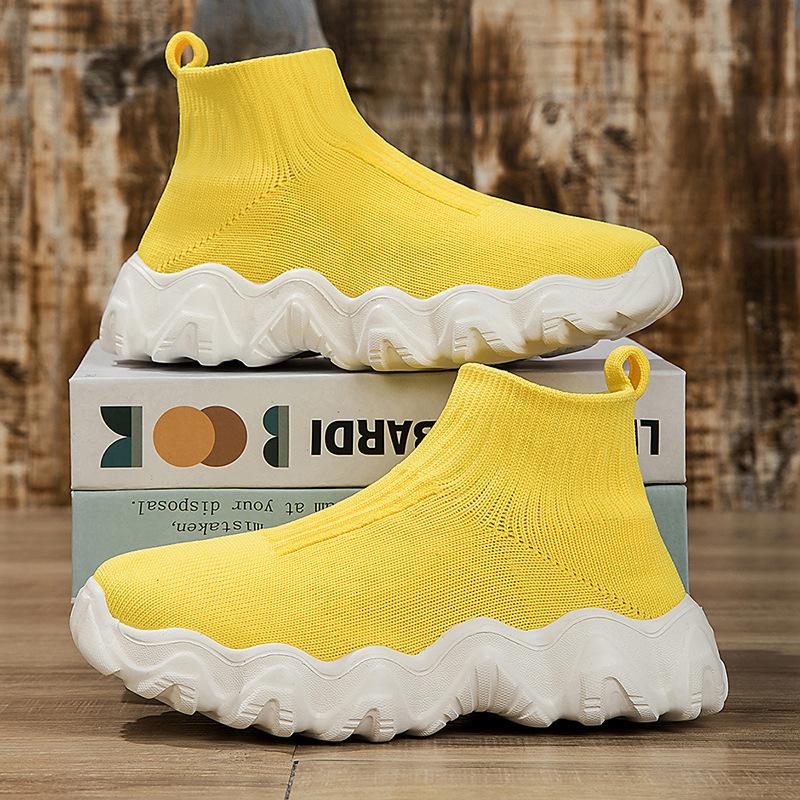 Children'S Fly-Knitted Socks Shoes One Pedal Medium And Older Children'S Elastic Knitted Shoes Boys And Girls Sports