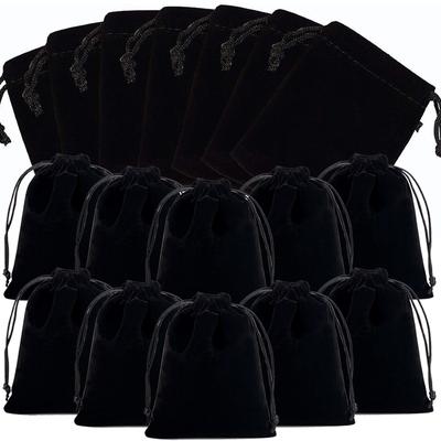 20 Sacs en Velours Noir à Cordon Coulissant, Pochette Douce en Velours avec Fermeture à Cordon pour Rangement de Bijoux, Cadeaux de Mariage, Cadeaux de Fête &