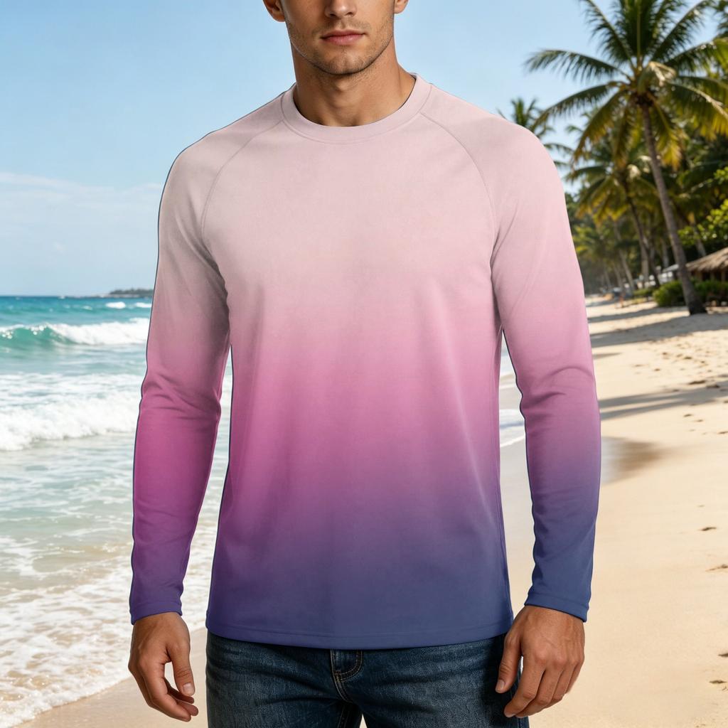 Herren Langarm UPF50+ Sonnenschutzshirt Leicht Atmungsaktiv Schnelltrocknend Outdoor Freizeit Oberteil für Sommeraktivitäten