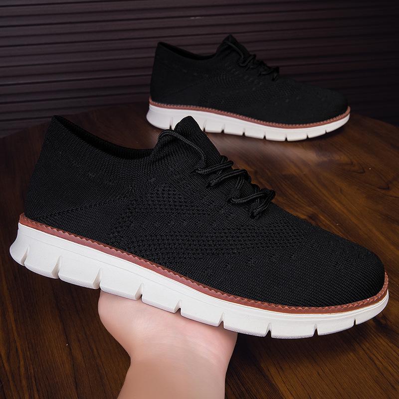 Men's Summer Breathable Mesh Brogue Flyknit Sock Shoes - Casual & Comfortable