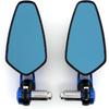 7/8'' 22mm Motorcycle End Bar Mirror Universal Foldable Motorbike Side Mirror for Bobber Cafe Racer Street Bike (Blue)