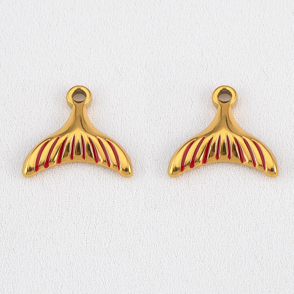2pcs 304 Stainless Steel Enamel Fish Tail Pendant Gold Color Charm DY Fashion Necklace Earring Jewelry Making Keychain Component