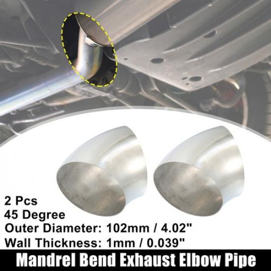 2 шт. Наружный диаметр 4  Угол 45° Толщина 0,039  Нержавеющая сталь Выхлопной изогнутый патрубок