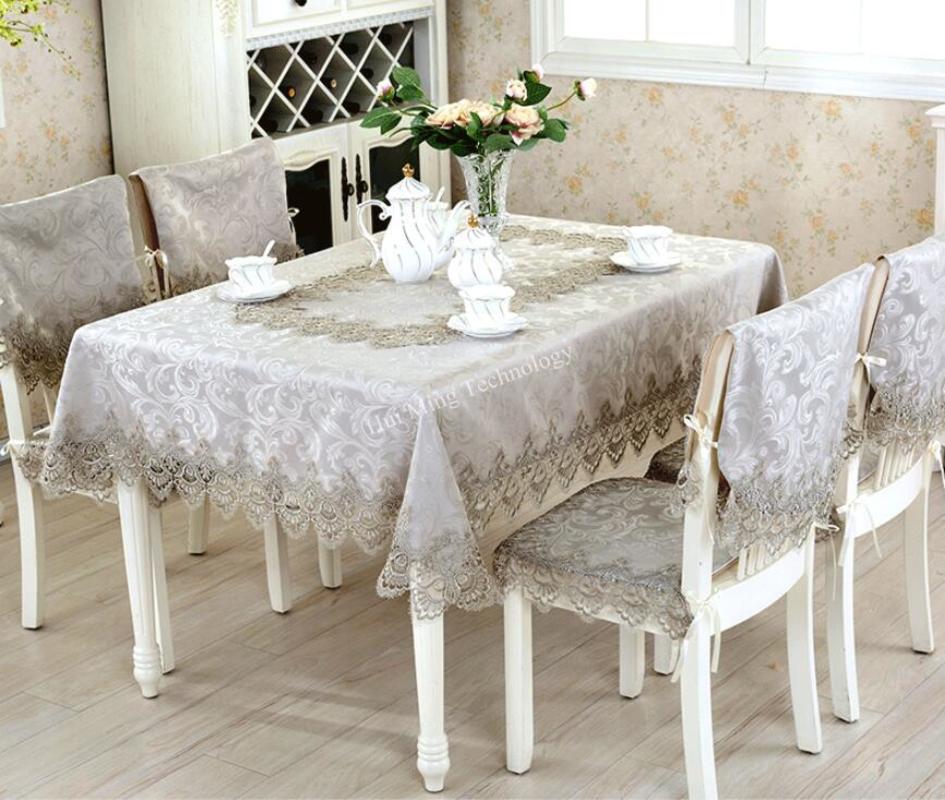 Embroidered Tablecloth Dining Table Blanket Small Grey Lace Table Table Flag Flag Pillow Set | Layer