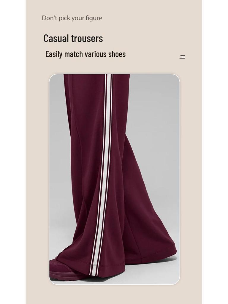 Women's Loose Wide-Leg White Striped Casual Pants - Anti-Pilling Modal, Autumn/Winter Collection