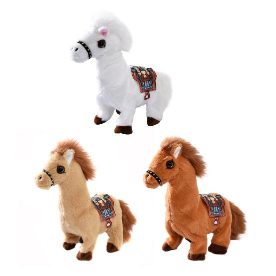 Electric Plush Horse Toy Kids Walking Movable Tail Interactive Horse Plushie Toy Toddlers Boys Girls Educational Simulation Stuffed Animal Toy