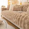 Rabbit Plush Sofa Cover Winter Thickening Warm Plush Cushions Non-Slip Living Room Leather Sofa Backrest Armrests Super Soft