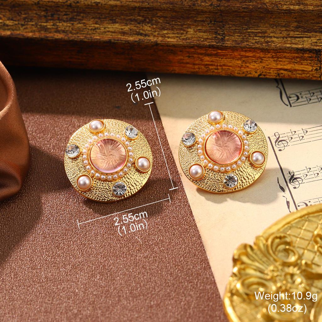Medieval bee niche earrings glass oval stud earrings multi-color fringed design earrings new retro European and American jewelry