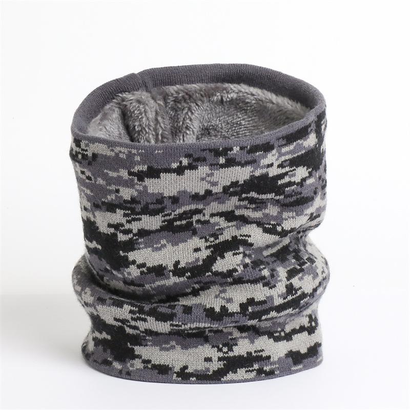 Unisex Camouflage Cashmere Plush Warm Winter Ring Scarf Women Men Knitted Neckerchief Snood Neck Scarves Bufanda Thick Muffler
