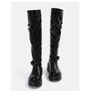 Retro round head thick-soled over-the-knee boots for women 2025 new large tube circumference pleated high boots belt buckle fashion boots for women