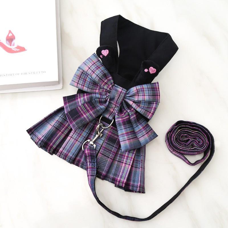 Pet Dog Harness With Skirt Design Small Breeds - Adjustable Chest Belt Leash Teddy Pomeranian