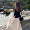 Bohemian Style Elastic Waist Long Skirt with Lotus Leaf Edge for Women