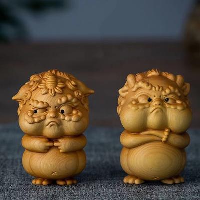 Holzschnitzerei pi xiu Maskottchen Kleine Statue Massivholz Kunst Handschnitzerei Niedlich Zuhause Zimmer, Büro Gottbestie Ornamente Kleines Geschenk